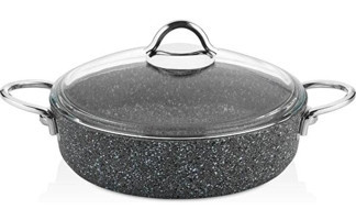Falez Pedra PDR1012 İndüksiyon Cam Kapaklı Granit 26 cm Karnıyarık Tencere