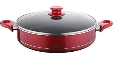 Evinda No:28 Cam Kapaklı Teflon 28 cm Basık Tencere