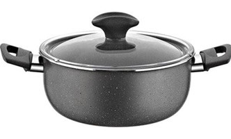Papilla Fred Cam Kapaklı Granit 22 cm Derin Tencere