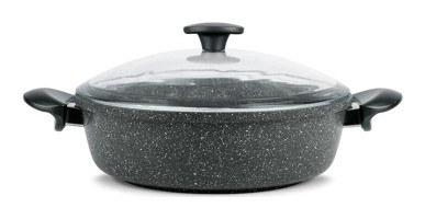 Thermoad Love Cam Kapaklı Granit 28 cm Karnıyarık Tencere