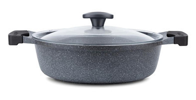 Thermoad Cam Kapaklı Granit Basık Tencere