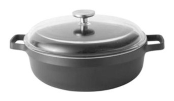 Berghoff 3950302 Cam Kapaklı Döküm 24 cm Basık Tencere