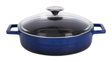 Lava Glaze Döküm 28 cm Basık Tencere Mavi