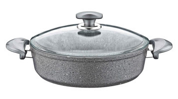 Oms Collection Bio 3310 Cam Kapaklı Paslanmaz Çelik 26 cm Basık Tencere