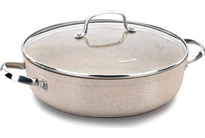 Korkmaz Granita Cam Kapaklı Granit 28 cm Basık Tencere