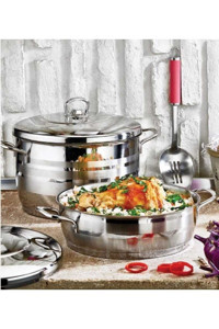 Saflon Flavia Çelik 24 cm Basık Tencere