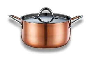 Brioni Copperfield Cam Kapaklı Paslanmaz Çelik 24 cm Derin Tencere