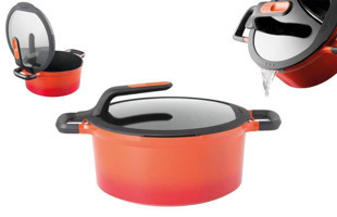 Berghoff Gem Stay Cool 2307403 Cam Kapaklı Döküm 28 cm Derin Tencere