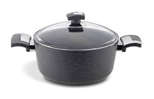 Bonera Vogue Cam Kapaklı Granit 28 cm Derin Tencere