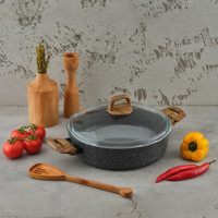 Leydi Marble Natura Cam Kapaklı Granit 24 cm Karnıyarık Tencere