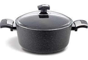 Bonera Cam Kapaklı Granit 22 cm Derin Tencere