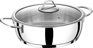 Bonera Omega 2262 Cam Kapaklı Metal 26 cm Basık Tencere