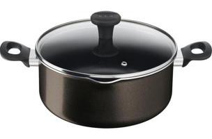 Tefal Early Plus Cam Kapaklı Titanyum 24 cm Derin Tencere
