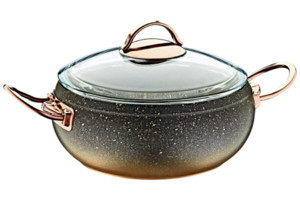 Oms Collection Bio 3141 Cam Kapaklı Granit 20 cm Derin Tencere