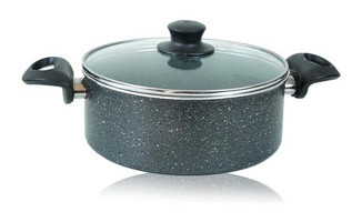 By Kardelen No:26 Cam Kapaklı Granit 26 cm Derin Tencere