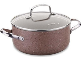 Korkmaz Browni Cam Kapaklı Granit 22 cm Derin Tencere