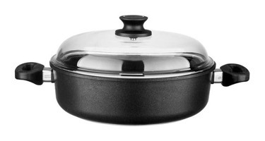 Leggno BLK2222ST24IND İndüksiyon Cam Kapaklı Döküm 24 cm Basık Tencere