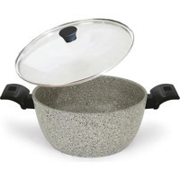 Flonal Monalite İndüksiyon Cam Kapaklı Granit 24 cm Derin Tencere