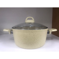Hascevher Cam Kapaklı Granit 24 cm Derin Tencere