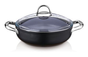 Saflon 8622 Cam Kapaklı Döküm 22 cm Basık Tencere