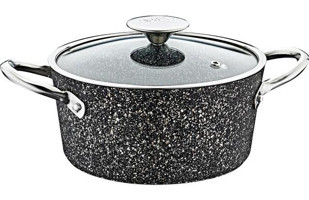 Oms Collection 3116 Cam Kapaklı Granit 28 cm Derin Tencere
