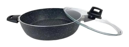 Eda Zetra ZK-024 Cam Kapaklı Granit 28 cm Basık Tencere