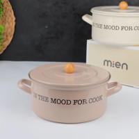 Mien Emaye 22 cm Basık Tencere Krem