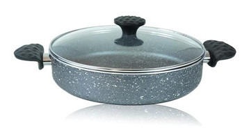By Kardelen No:28 Cam Kapaklı Granit 28 cm Basık Tencere