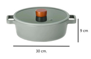Neoflam Fika İndüksiyon Cam Kapaklı Alüminyum 30 cm Basık Tencere