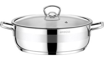 Amboss Saphire SAP 4387 Cam Kapaklı Paslanmaz Çelik 28 cm Basık Tencere