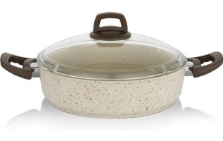 Schafer Profuse İndüksiyon Cam Kapaklı Granit 30 cm Basık Tencere