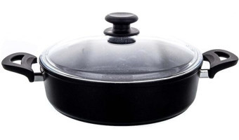 Aryıldız Solido Premium Cam Kapaklı Granit 30 cm Basık Tencere