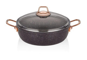 Neva Bitter Plus N2848 Cam Kapaklı Granit 26 cm Basık Tencere