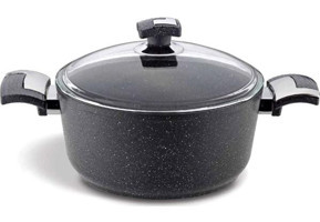Bonera Cam Kapaklı Granit 24 cm Derin Tencere