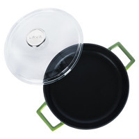 Lava Glaze Döküm 28 cm Basık Tencere Yeşil