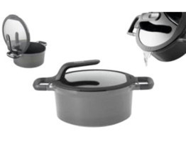Berghoff Gem Stay Cool 2307418 Cam Kapaklı Döküm 24 cm Derin Tencere
