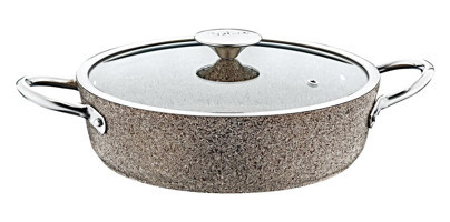 Oms Collection Bio 3316 İndüksiyon Cam Kapaklı Granit 24 cm Karnıyarık Tencere