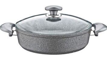 Oms Collection 3310 Cam Kapaklı Granit 34 cm Karnıyarık Tencere