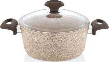 Falez Creamy CRE3004 Cam Kapaklı Granit 20 cm Derin Tencere
