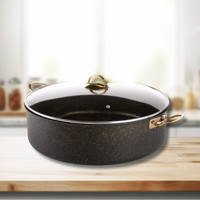 Evren Gold Stone Cam Kapaklı Granit 40 cm Karnıyarık Tencere