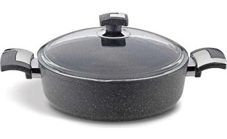 Bonera Cam Kapaklı Granit 26 cm Basık Tencere