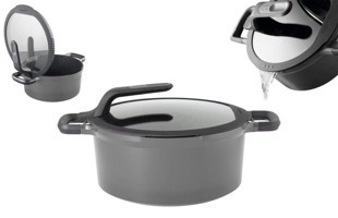 Berghoff Gem Stay Cool 2307419 Cam Kapaklı Döküm 28 cm Derin Tencere