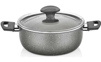 Papilla Fred Cam Kapaklı Granit 28 cm Derin Tencere