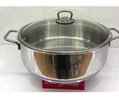 Aryıldız Cam Kapaklı Metal 30 cm Derin Tencere