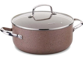 Korkmaz Browni Cam Kapaklı Granit 24 cm Derin Tencere