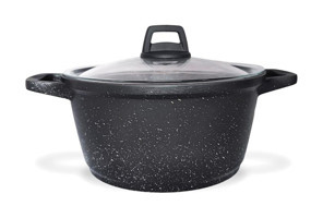 Khor Negro Cam Kapaklı Döküm 24 cm Derin Tencere