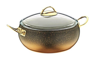 Oms Collection 3341 Cam Kapaklı Granit 28 cm Basık Tencere