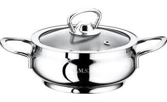 Oms Collection Mini Küre 2009 Cam Kapaklı Paslanmaz Çelik 12 cm Basık Tencere