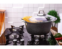 Polo Chef Ezme Cam Kapaklı Granit 20 cm Derin Tencere