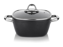 Schafer Gastronomie Master Cam Kapaklı Granit 24 cm Derin Tencere Siyah